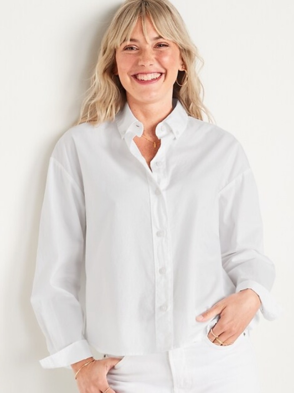 Old Navy The Boyfriend Shirt Crisp White Button down